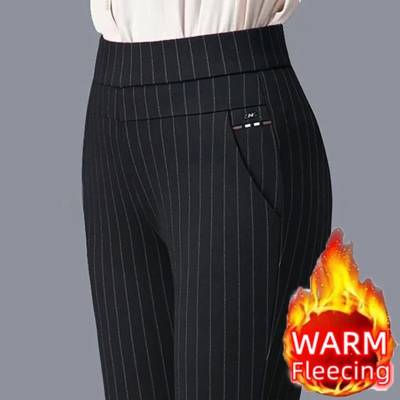 Womens Winter Pencil Pants with Plush Lining Slim Fit Stretch Leggings