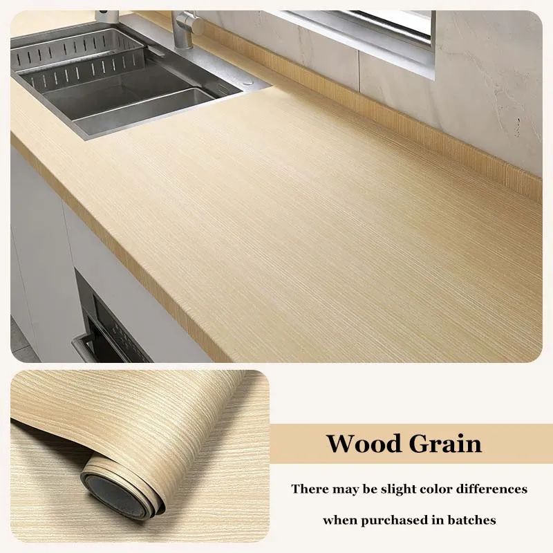 Wood Grain Peel & Stick Cabinet Film - Waterproof, Flame-Retardant Kitchen Renovation Wrap