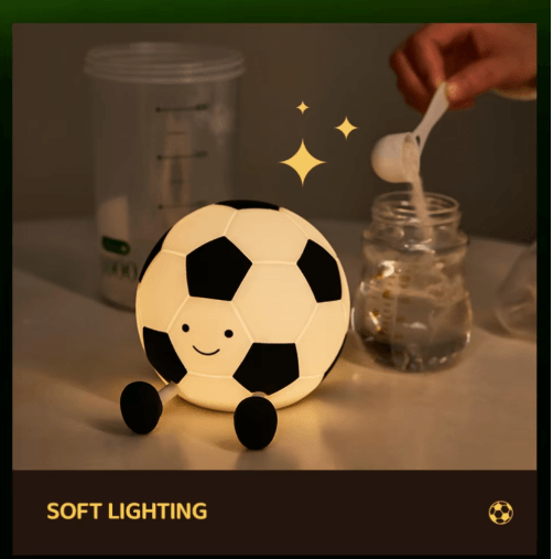 Football Silicone Night Light with Dimmable Glow & Rechargeable Bedside Design