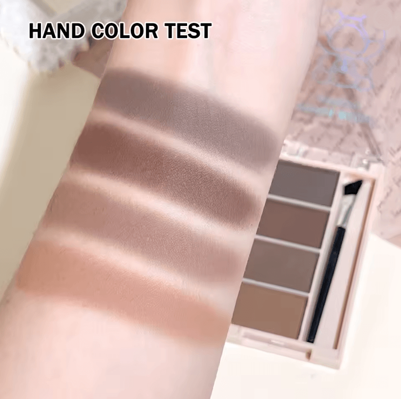 BrowCraft 4Color Matte Eyebrow Powder Palette with Dual Brushes