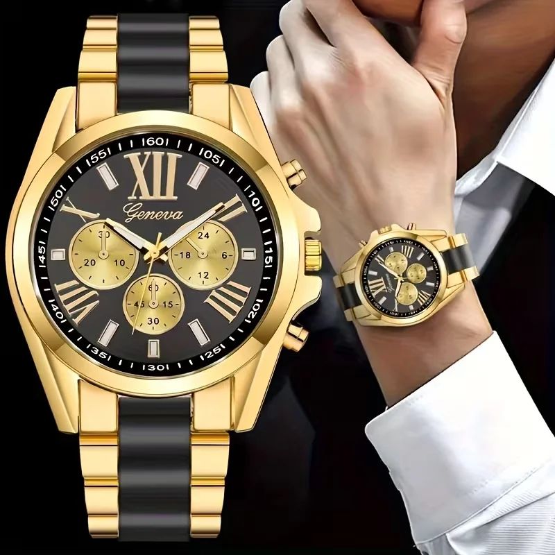 Luxury Roma Dial Men's Quartz Watch – 1.65in Business Stainless Style Wristwatch