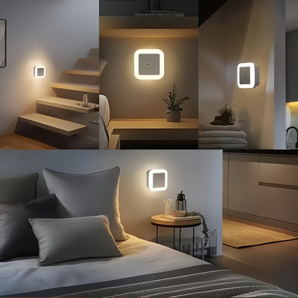 Plug Powered LED Night Light, Mini Square Night Lights for Children, Living Room Bedroom Corridor, Kid Room