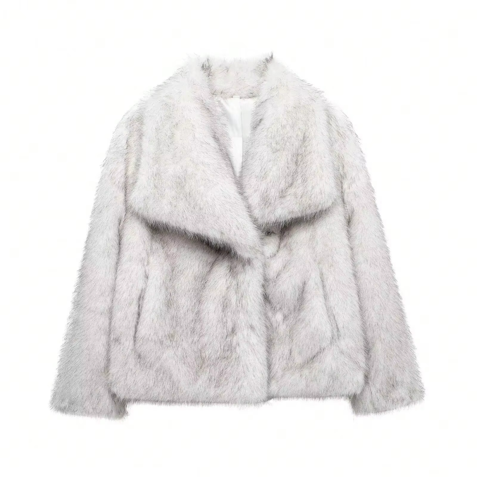 HH Women Elegant Faux Fur Coat Warm Fluffy Loose Long Sleeve Lapel Jacket Autumn Winter Fashion High Street Lady Outerwear