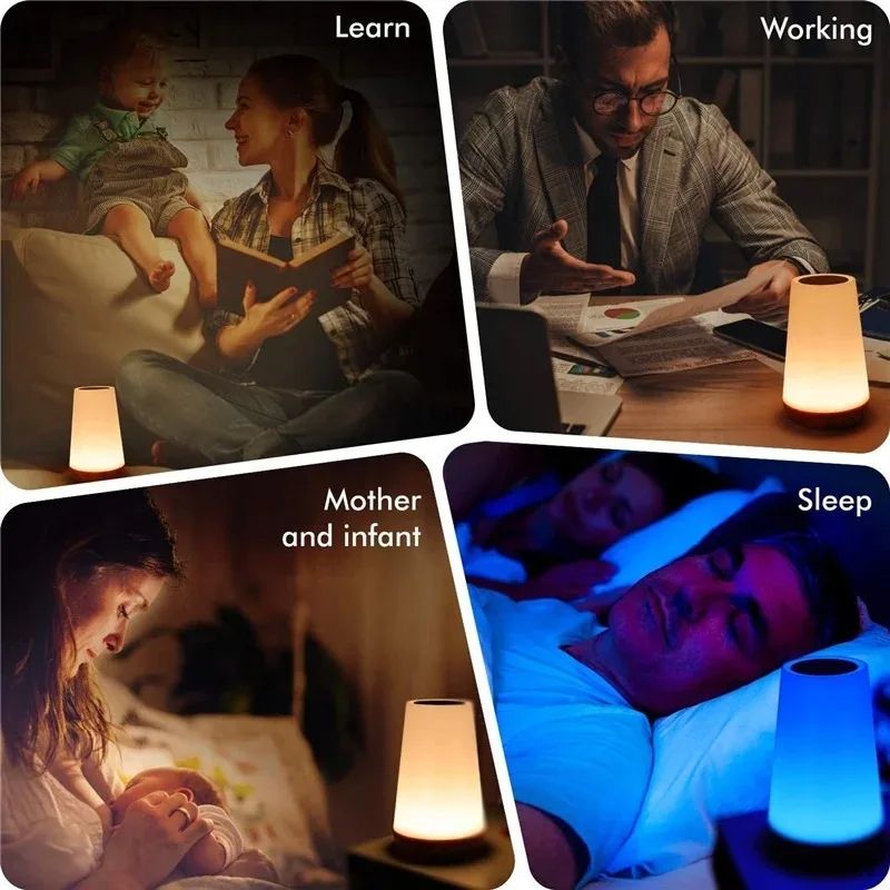 GGbingo RGB Touch Control LED Night Light – 13 Color Changing Dimmable Bedside Lamp with Remote