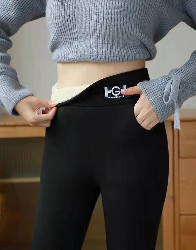 High Waist Fleece Lined Winter Leggings with Pocket and Butt Lift