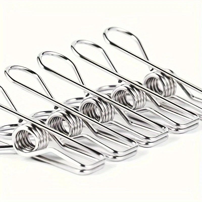 20pcs Stainless Steel Clothes Pins – Heavy-Duty Metal Laundry Clips for Home & Kitchen Use