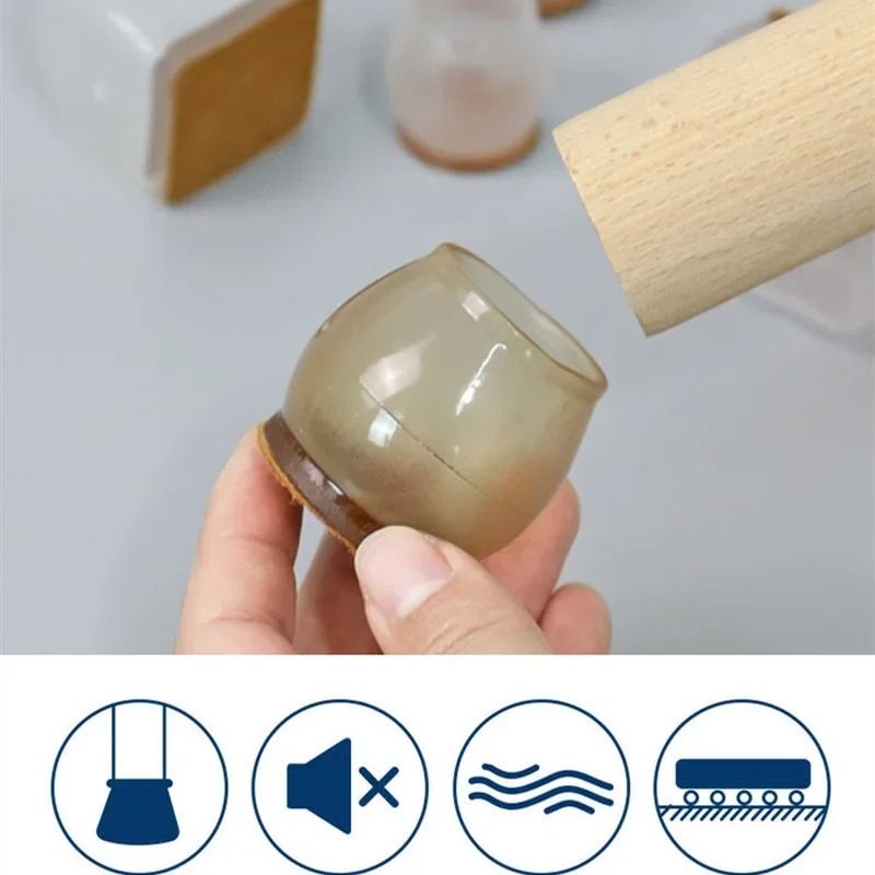 Silicone Chair and Table Leg Caps Floor Protector Pads Set