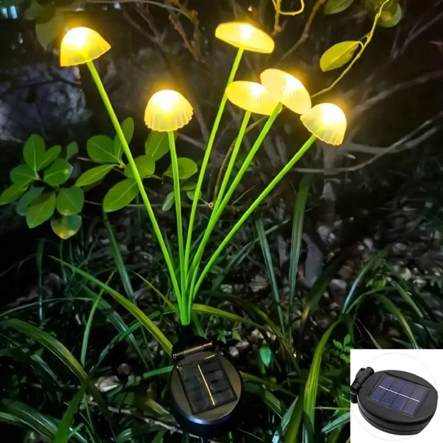 6-Head Solar Jellyfish Mushroom Lamp | Outdoor Landscape Atmosphere Light for Gardens & Courtyards