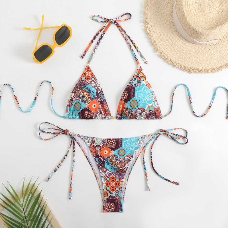 Women Sexy Bikini Set Lace Up, Circyy Floral Printed Swimsuit Two-Piece Swimwear Backless