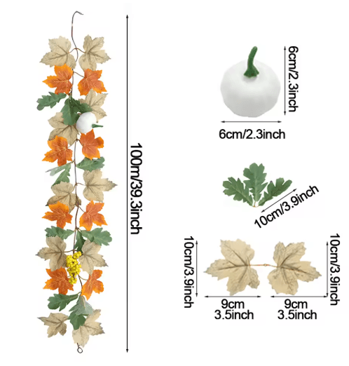 Artificial Maple Leaf Garland – Autumn Vine Decor for Thanksgiving & Halloween
