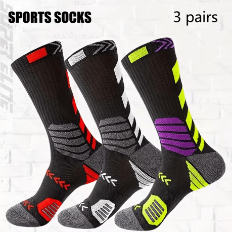 3 Pairs Performance Running Socks Breathable Mesh Compression Socks for Basketball and Cycling