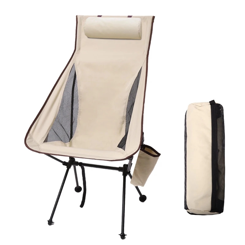 Portable Folding Camping Chair with Headrest, Lightweight Outdoor Folding Chair for Fishing & Camping