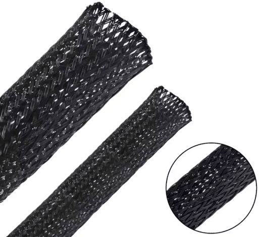 Black PET Braided Cable Sleeving Expandable Wire Protection Sleeve 4 to 25mm 1 yo 50m