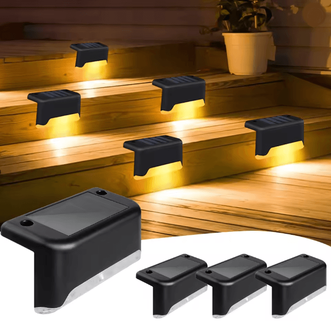 Solar Deck Lights Outdoor Waterproof LED Step Lights 4 Pack Warm White