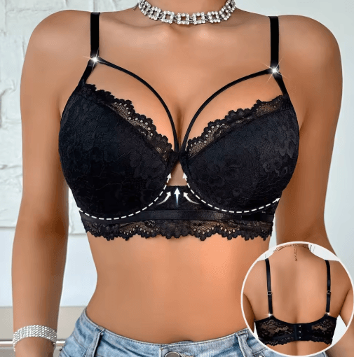 Elegant 3 to 4 Cup Lace Push Up Underwire Bra for Lift and Support