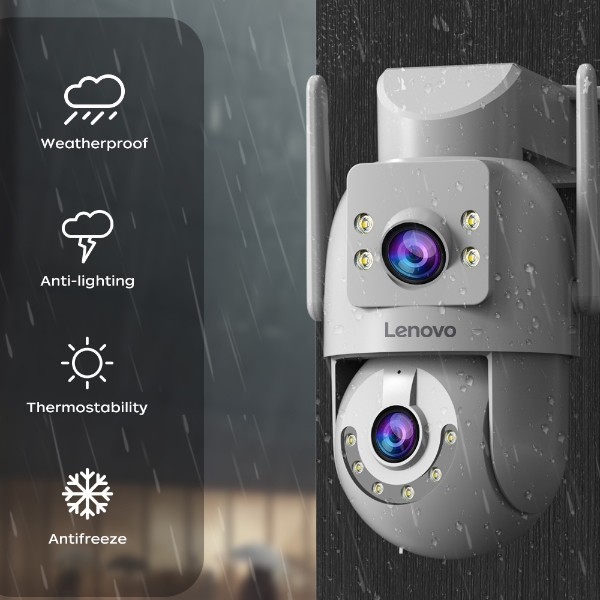 WiFi Outdoor Dual Lens Camera, WiFi Surveillance, PTZ Auto Tracking, ONVIF Security CCTV Camera with Audio Video Feat
