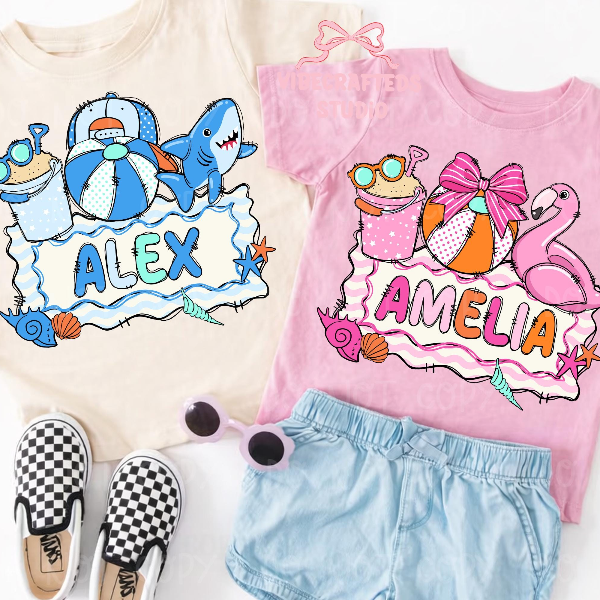 Personalized Kids Name Shirt Cute Cartoon Graphic Tee Custom Childrens T-Shirt Gift