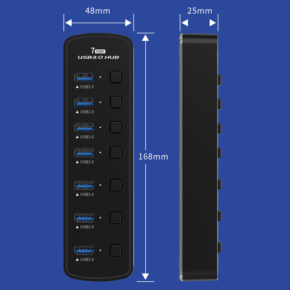 USB Hub with RGB Lights, 5Gbps Speed, Individual On/Off Switch Docking Station