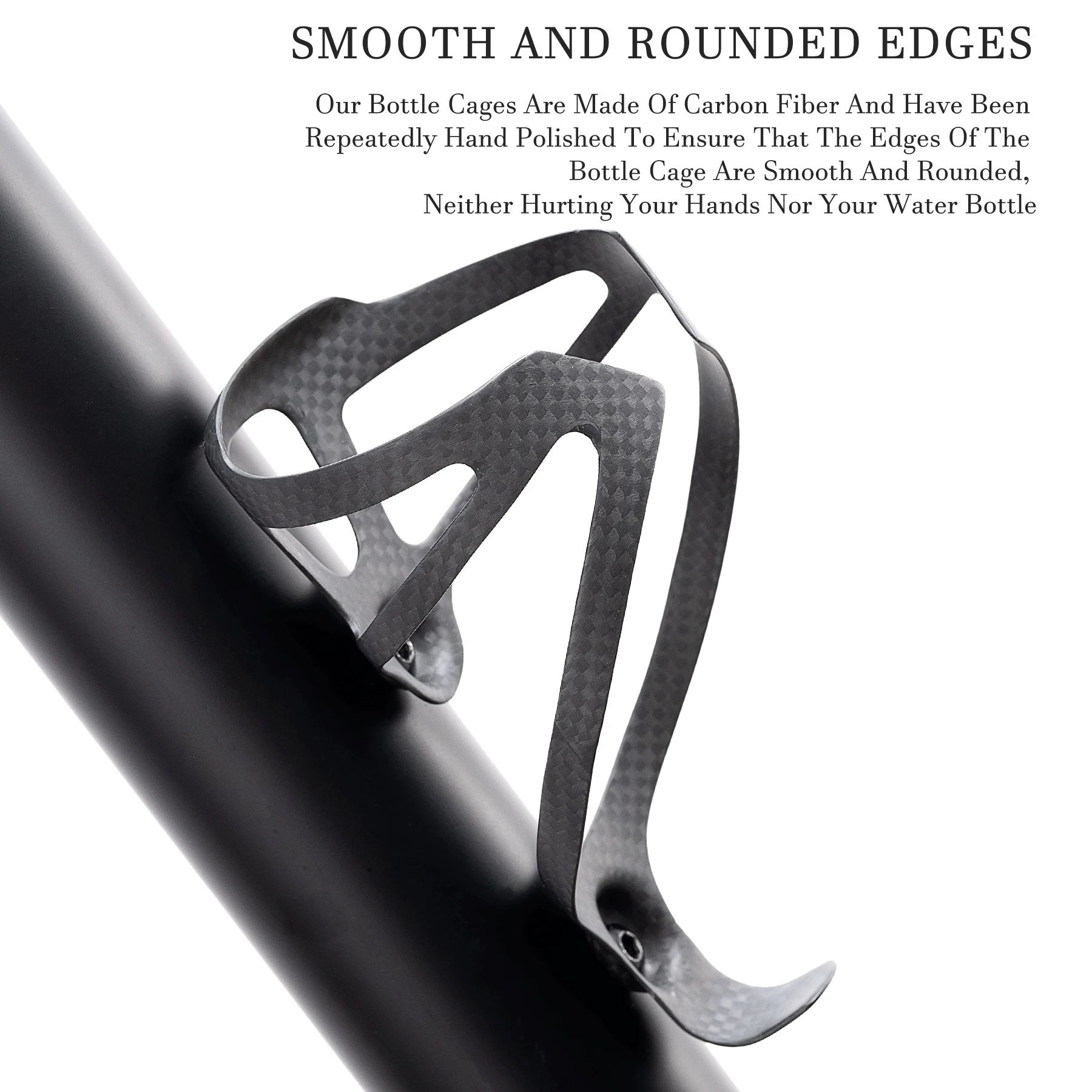 2 Piece Carbon Fiber Bicycle Water Bottle Cage Ultra-Light Matte Black MTB Road Bike Water Bottle Holder with Screws