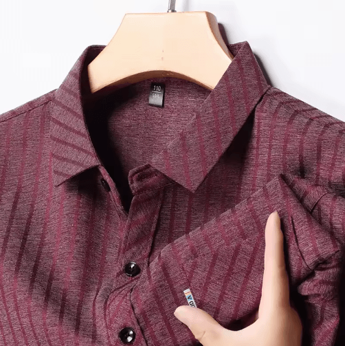 Mens Wrinkle-Free Printed Shirt – Short Sleeve Business Casual No Iron Top