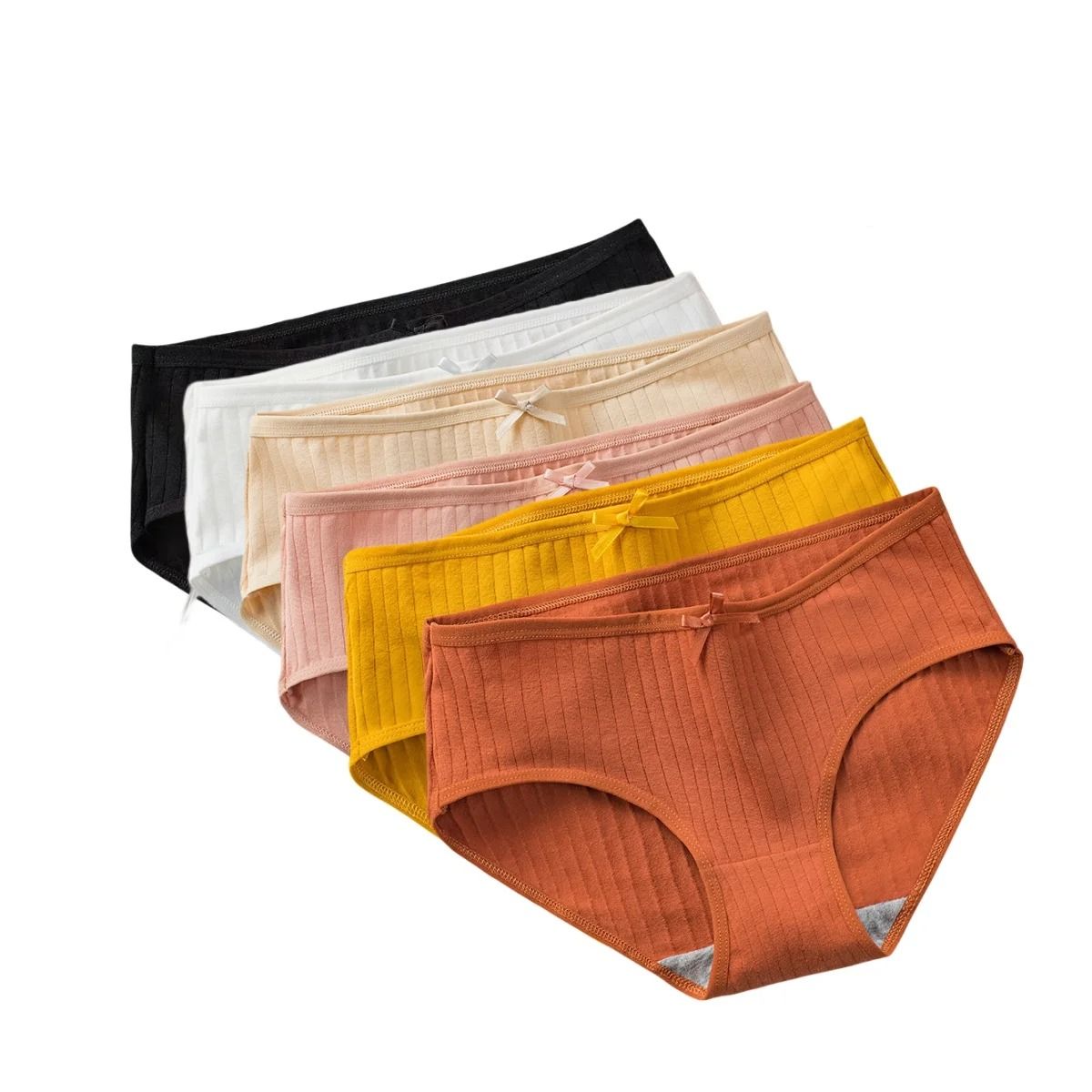 Womens Cotton Breathable Brief Underwear Soft Stretch Everyday Panties Six Piece Set