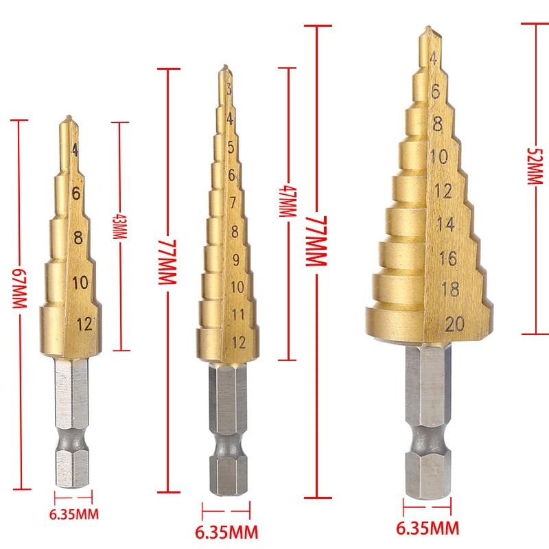 HSS Titanium Coated Step Drill Bit High-Speed Steel Cone Tool