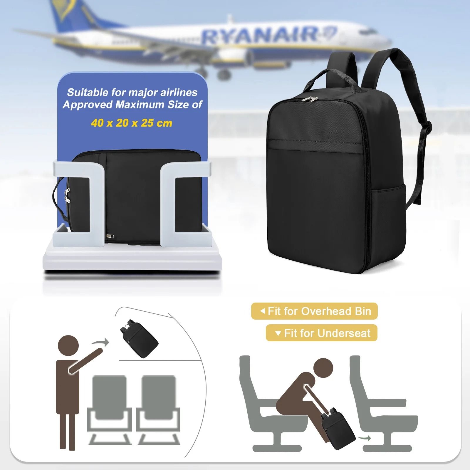 Cabin Sized Travel Backpack – Fits Strict Airline Carry On Limits