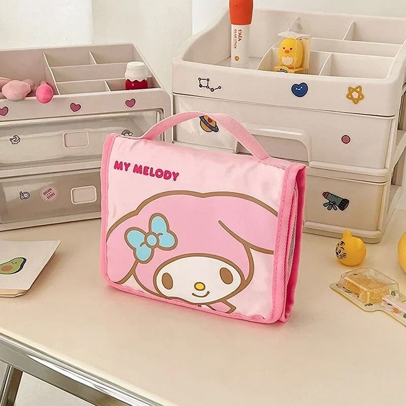 Large Capacity Kawaii Cartoon Makeup Bag Folding Travel Cosmetic Organizer