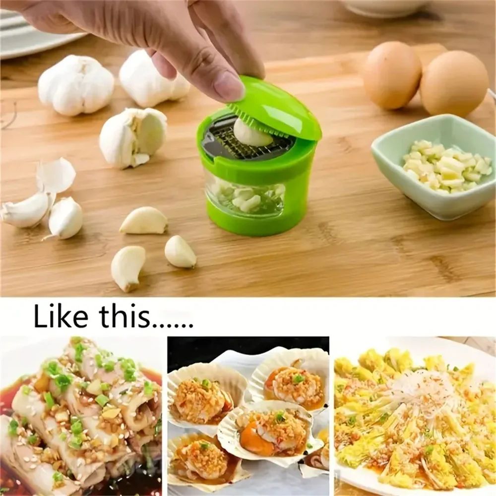 Stainless Steel Garlic Press & Vegetable Mincer – Easy Manual Kitchen Tool