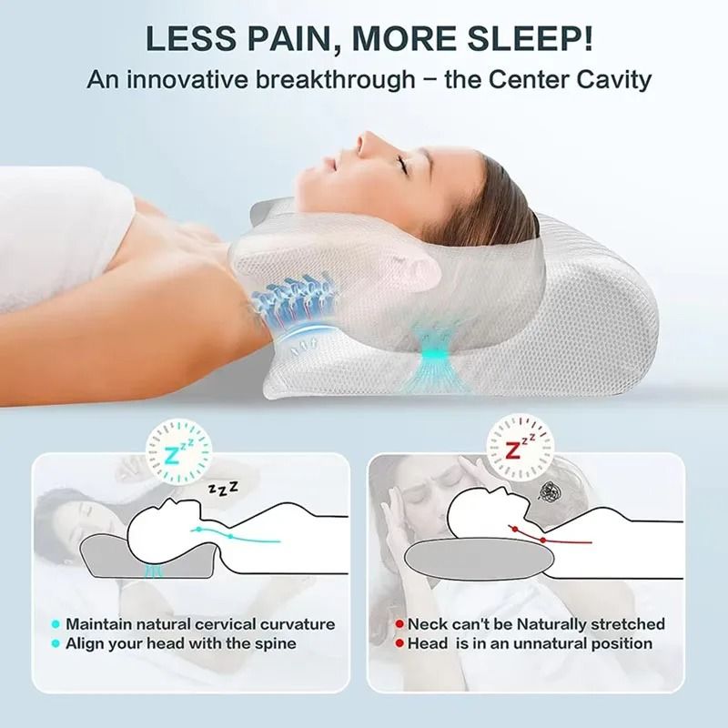 Cervical Support Pillow with Non Collapse Memory Foam for Neck Relief