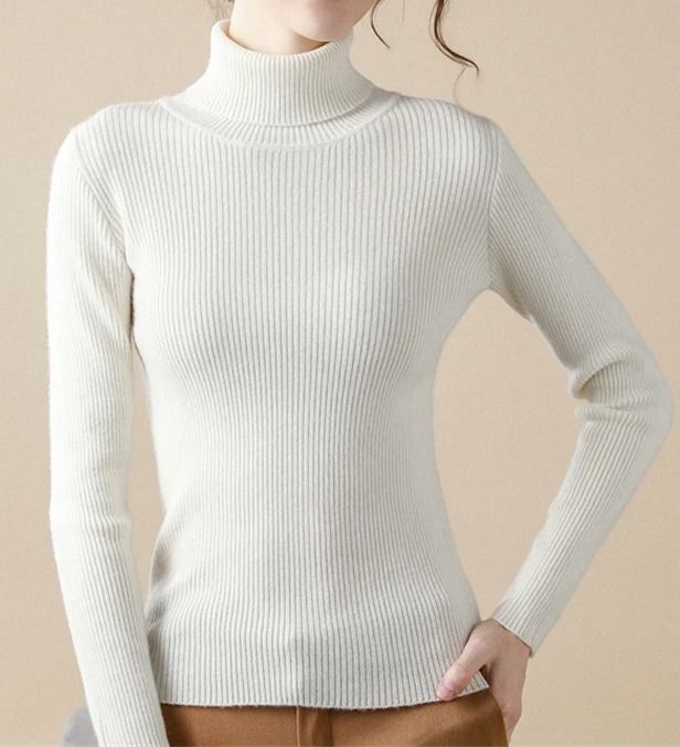 Womens Fall Turtleneck Sweater Knitted Soft Pullover Cashmere Jumper