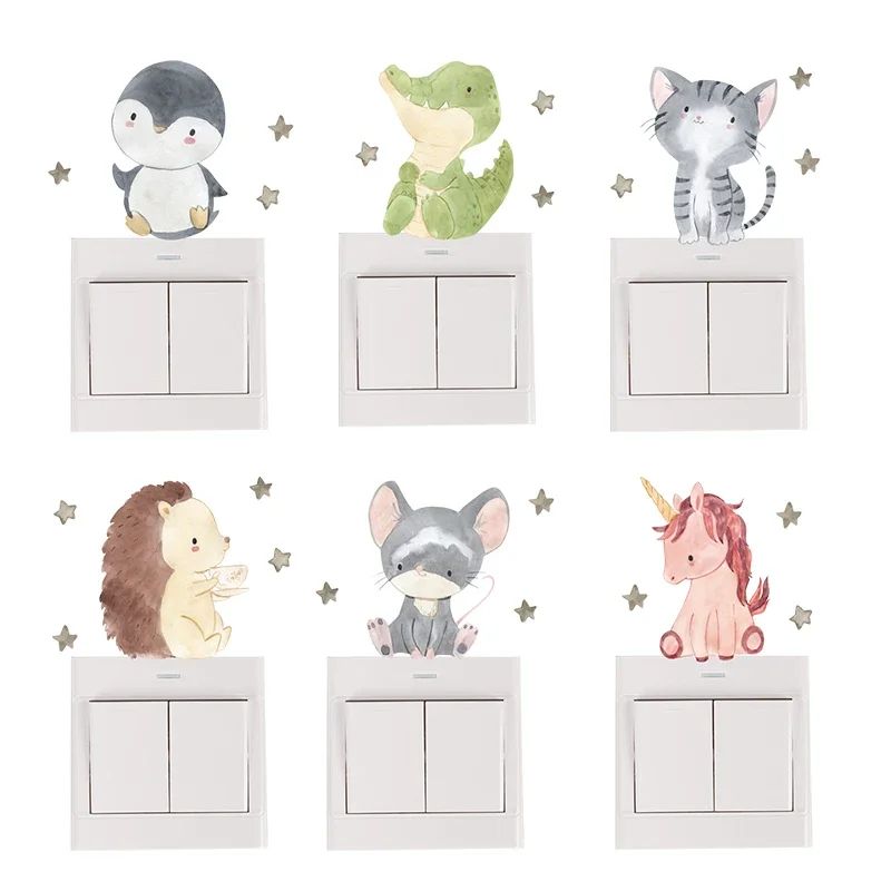 Cute Cartoon Animal Light Switch Wall Stickers Kids Room