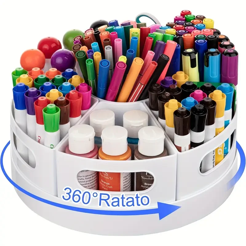 Multi-Pen Holder Desk Organizer with 7 Removable Bins, Office Accessories for Pencil & Stationery Storage