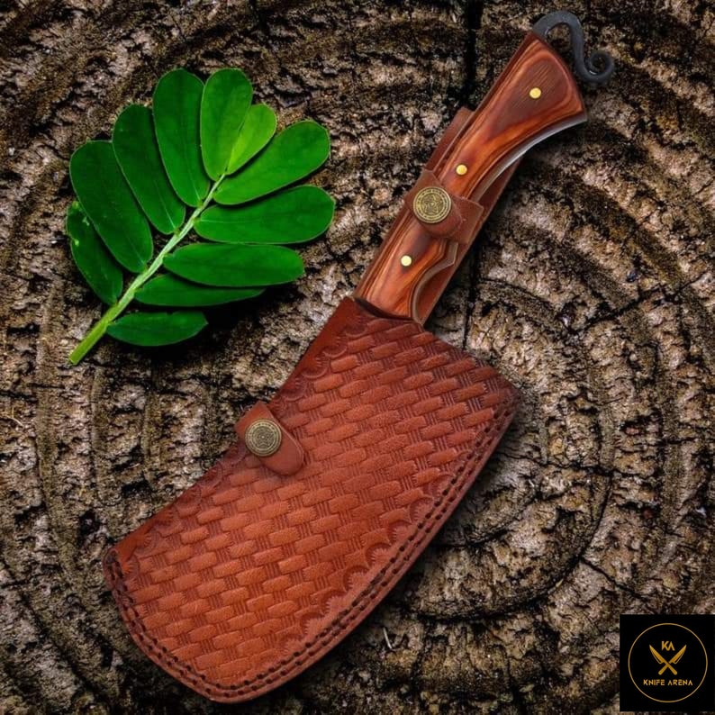 Handmade Kitchen Cleaver, Indoor Outdoor Chopper, Camping Cleaver, Christmas Gift, Carbon Steel Blade, Chef Cleaver, Kit