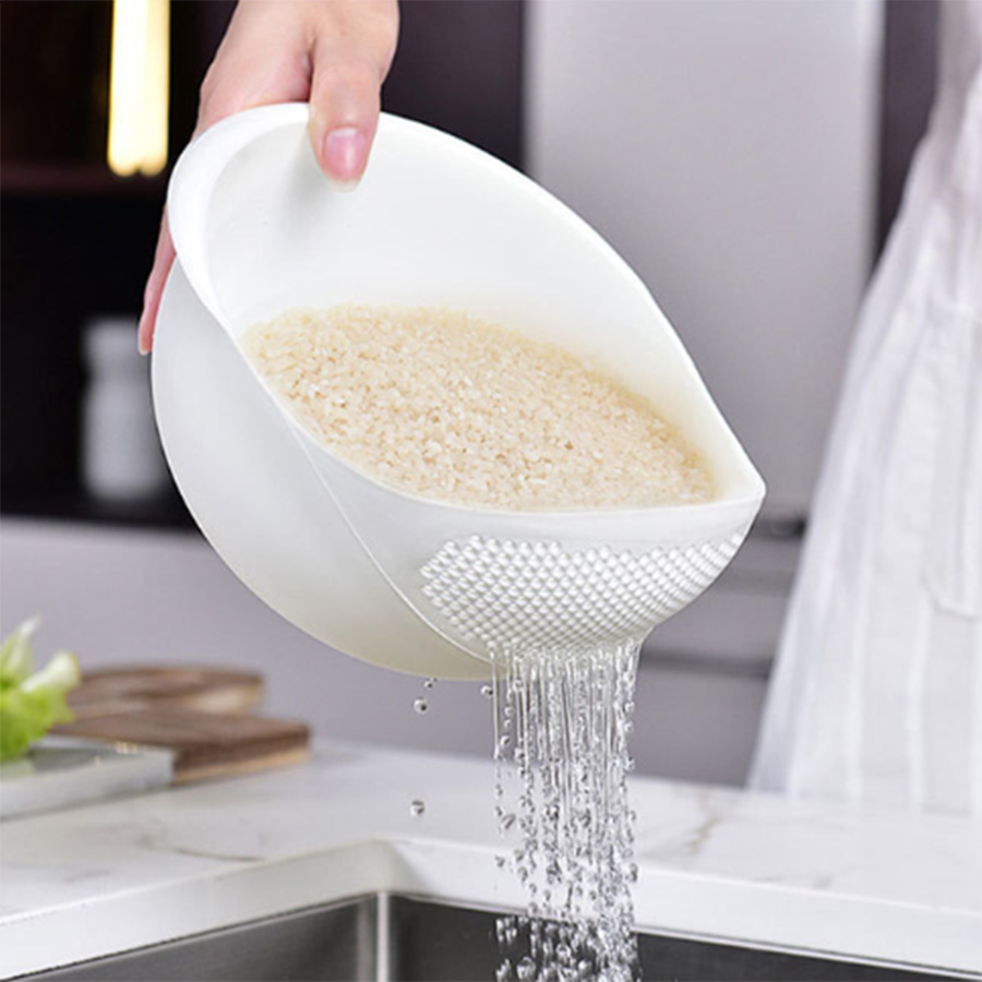 Silicone Colander with Handle – Multi-Purpose Rice & Fruit Washing Drain Basket for Kitchen Organization