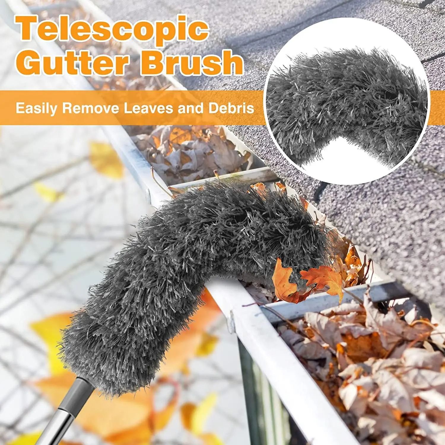 Gutter & Roof Cleaning Brush with Telescopic Rod