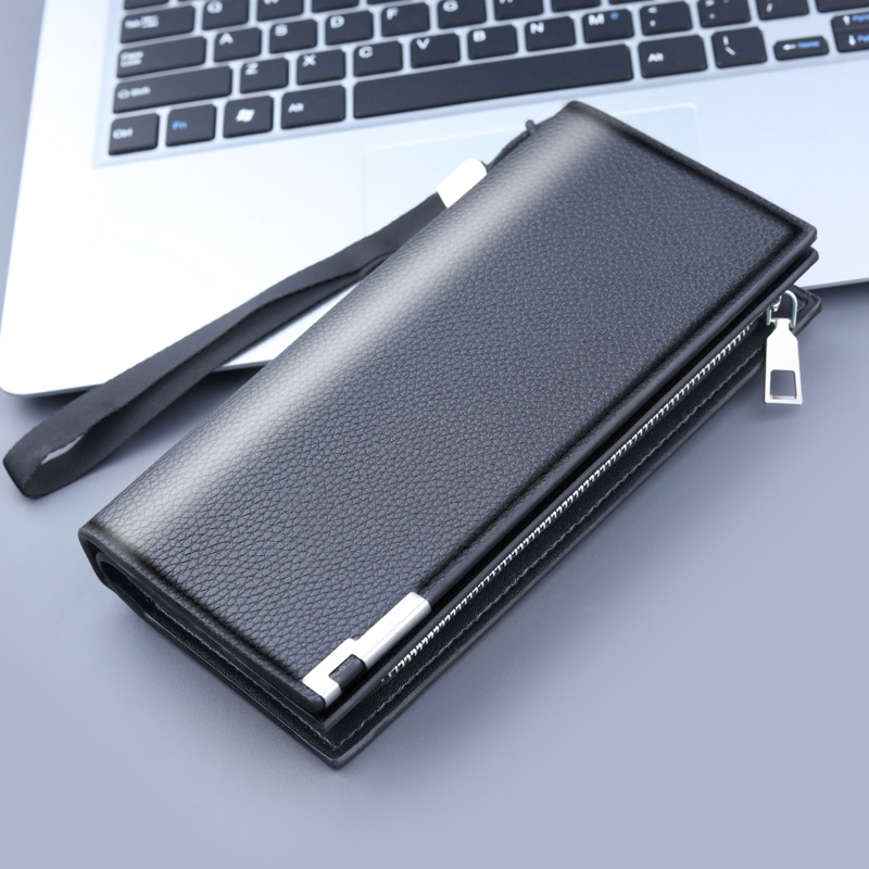 Multifunctional Mens PU Leather Clutch Wallet with Phone Pocket and Card Holder