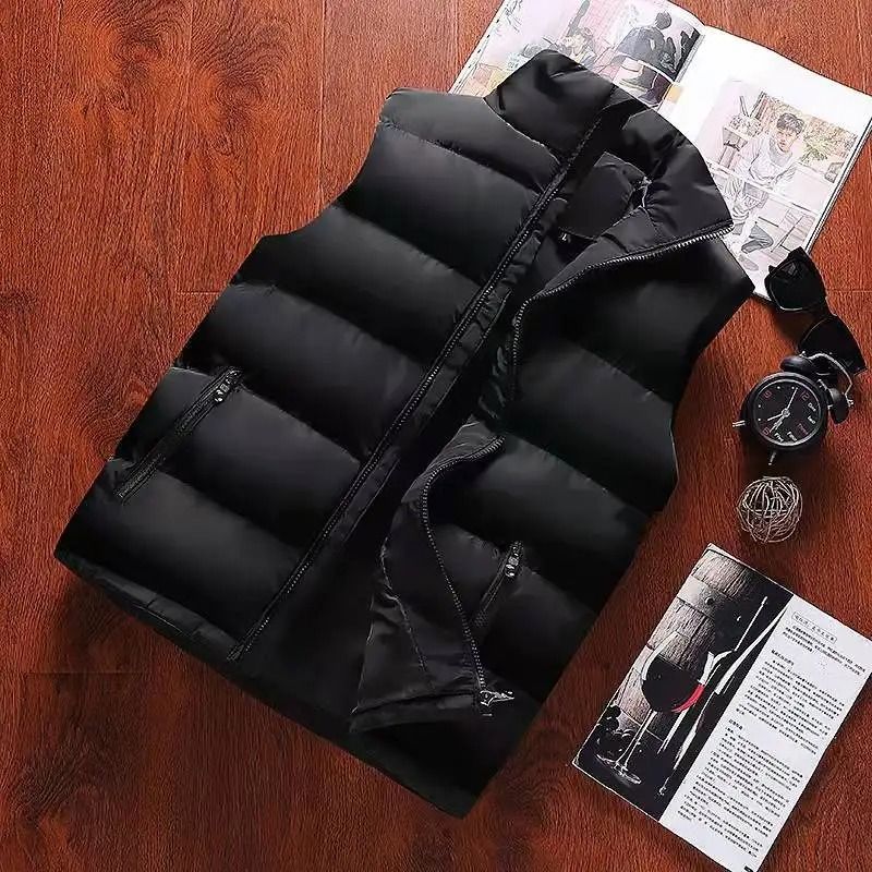 Mens Winter Vest Jacket Waterproof Sleeveless Stand Collar Casual Waistcoat