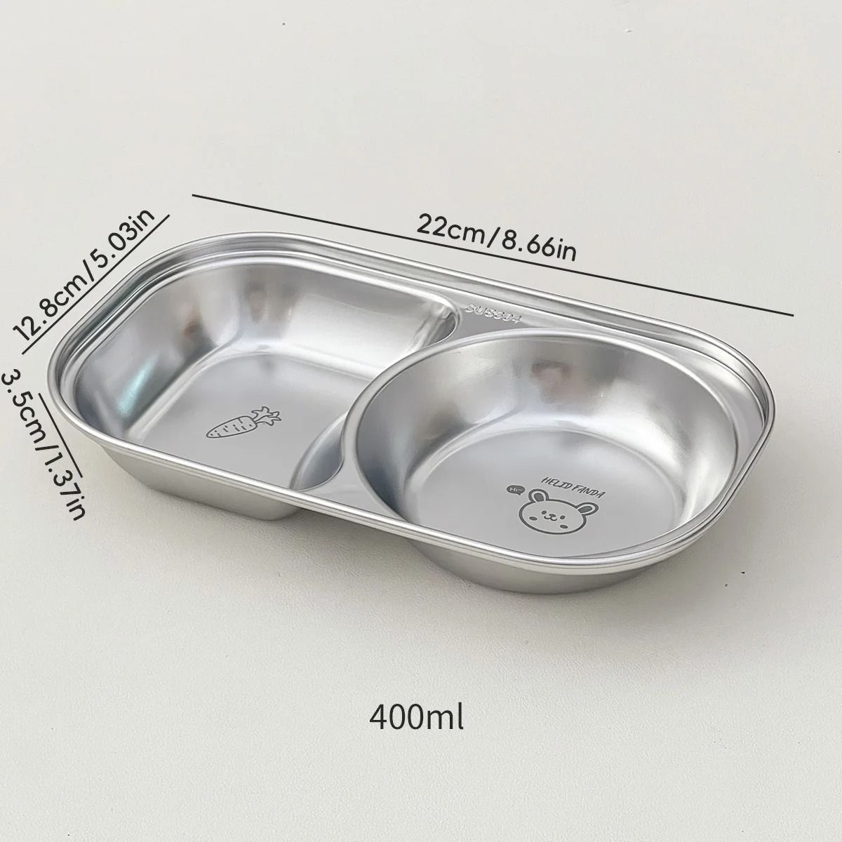 Stainless Steel Divided Salad Plate Stackable Kids Snack Dessert Plate