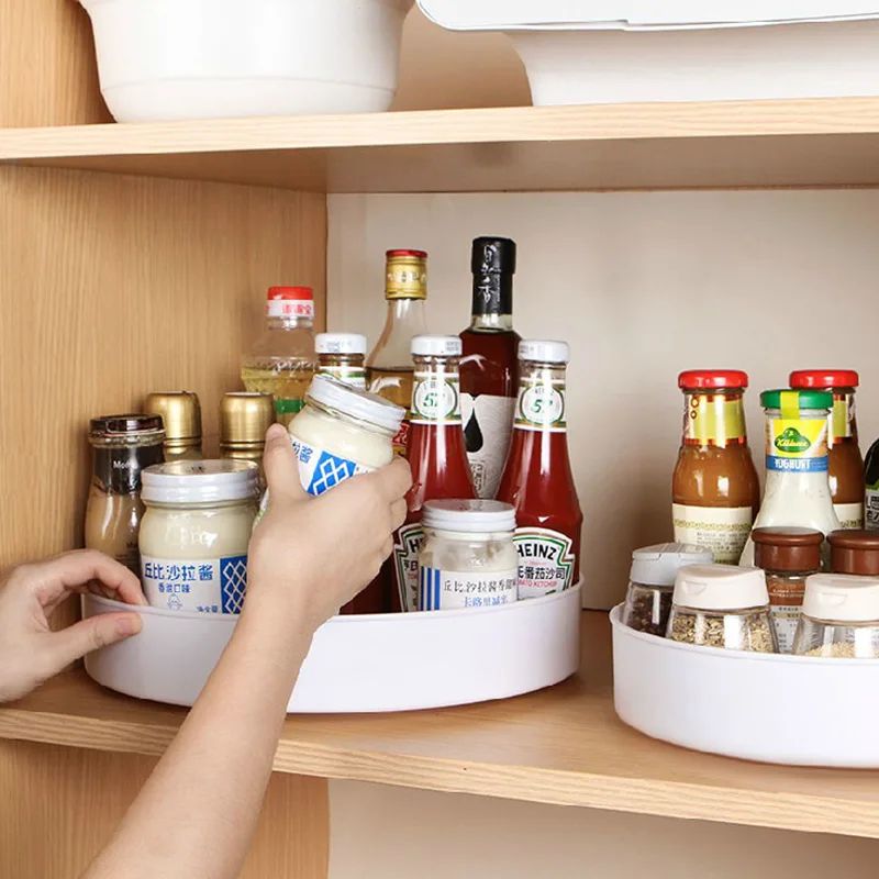 Rotating Storage Tray Organizer Lazy Susan Turntable Kitchen Cabinet Organizer