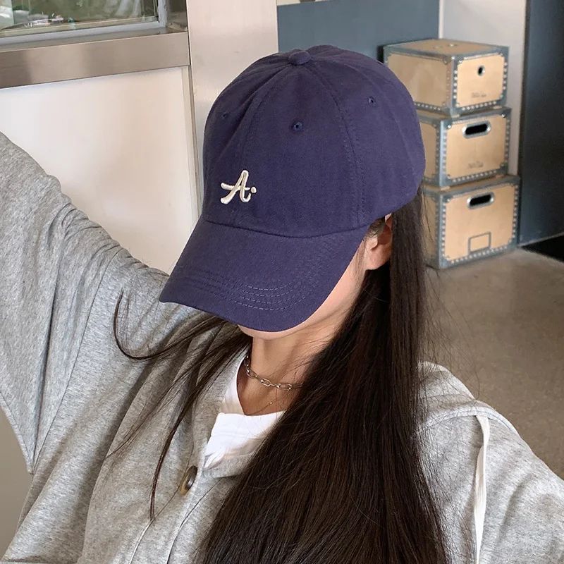 Retro 3D Letter Embroidered Baseball Cap – Adjustable Big Head Duckbill Hat