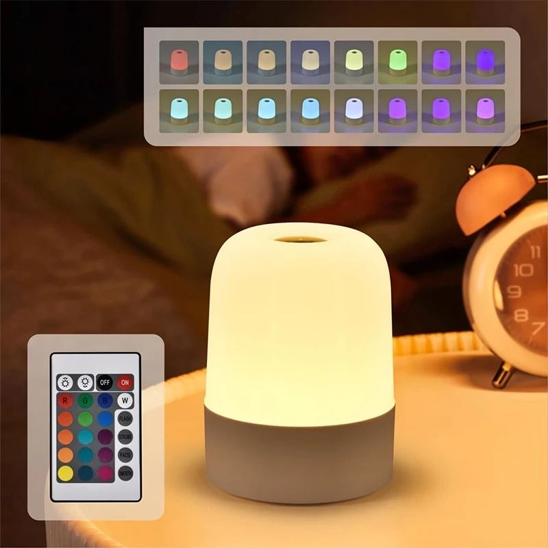 Touch Lamp for Bedroom and 16-Color RGB Nightstand Light