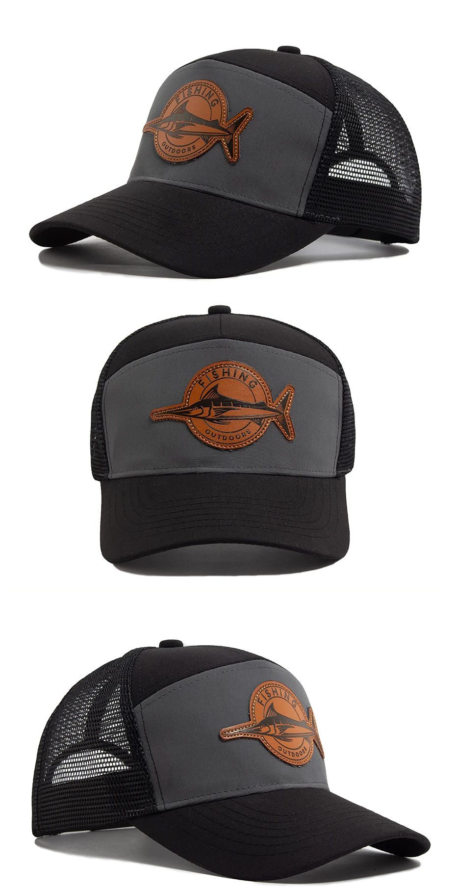 Shark Leather Label 7 Panel Mesh Trucker Cap