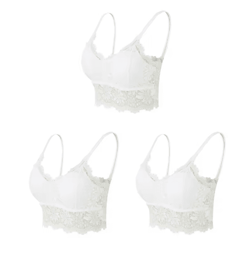 3-Piece Seamless Wireless Lace Bralette Set