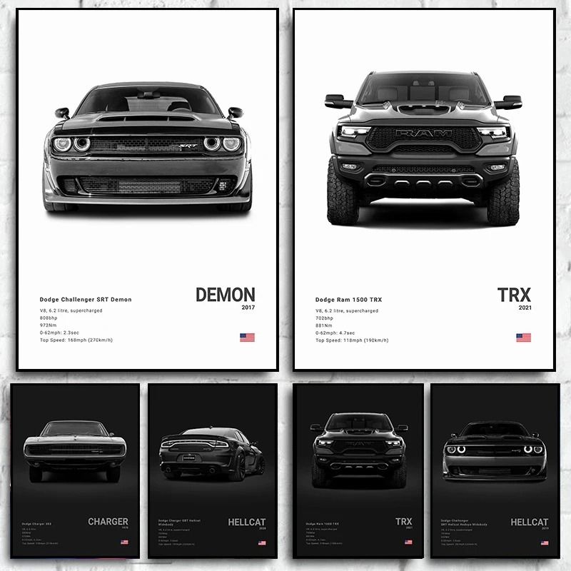 Dodge Challenger SRT Hellcat Redeye Canvas Poster – High-Performance Muscle Car Photography for Modern Office & Living R