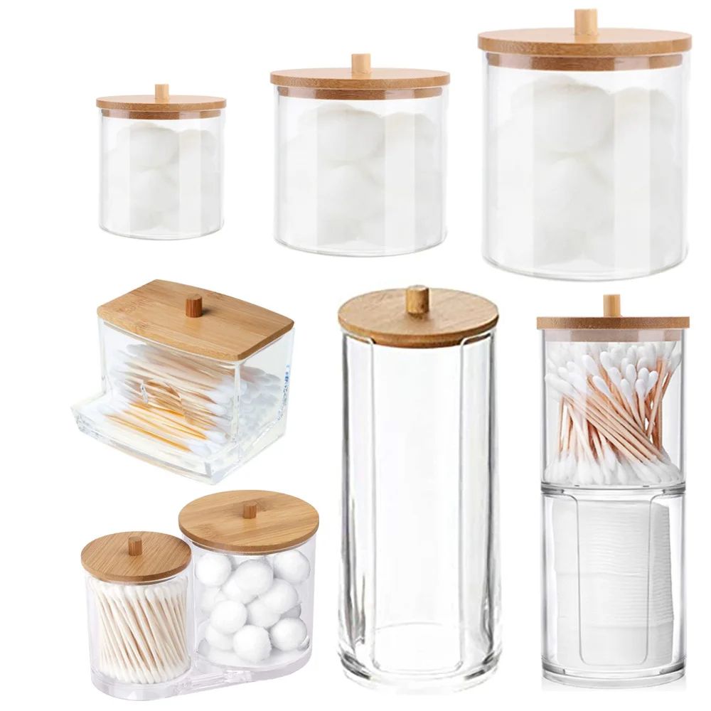 Makeup Cotton Pad Organizer, Bathroom Storage Box for Cotton Swabs, Cosmetics & Jewelry
