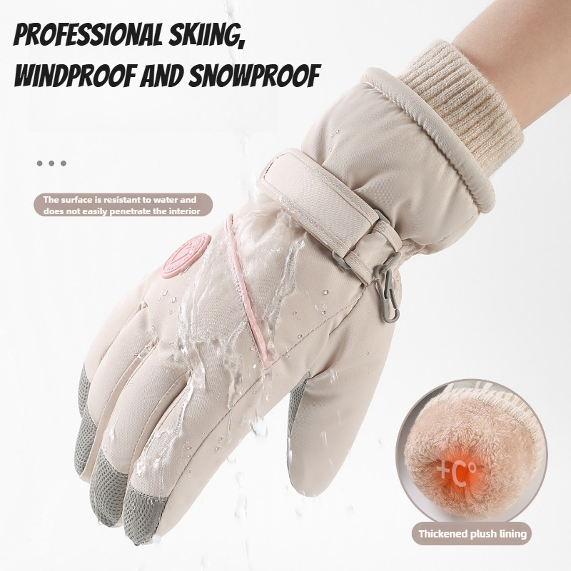 Fashion Winter Skiing Gloves, Thick Warm Cold Resistant Touchscreen, Electric Bike Riding Fleece Lined Gloves