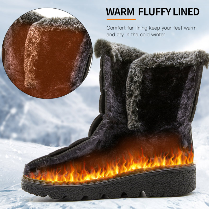 Winter Boots for Women Ankle Low Heels Waterproof Snow Boots with Fur Trendy Women's Boots