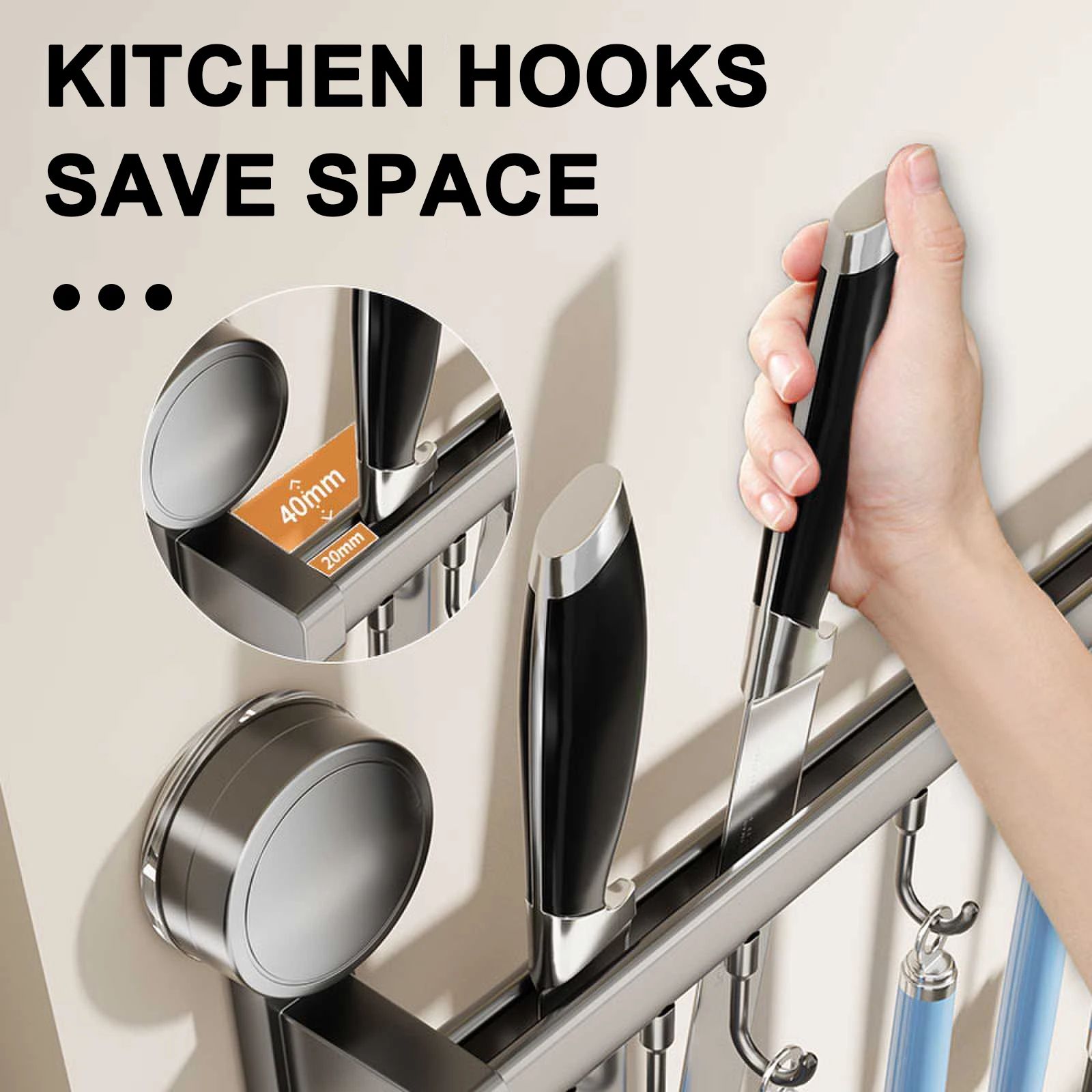 Wall Mounted Kitchen Hook Storage Rack