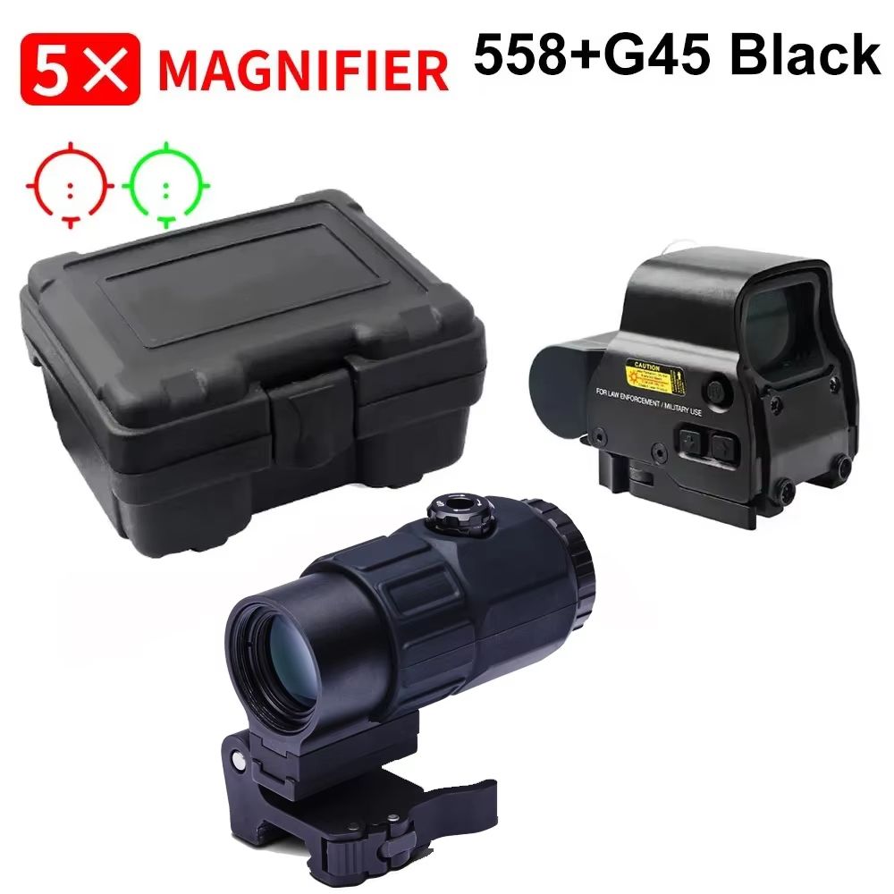 Tactical 558+G43 Holographic Red Dot Sight with 20mm Rail Mount & Quick Detach Lever – Hunting & Airsoft Optic